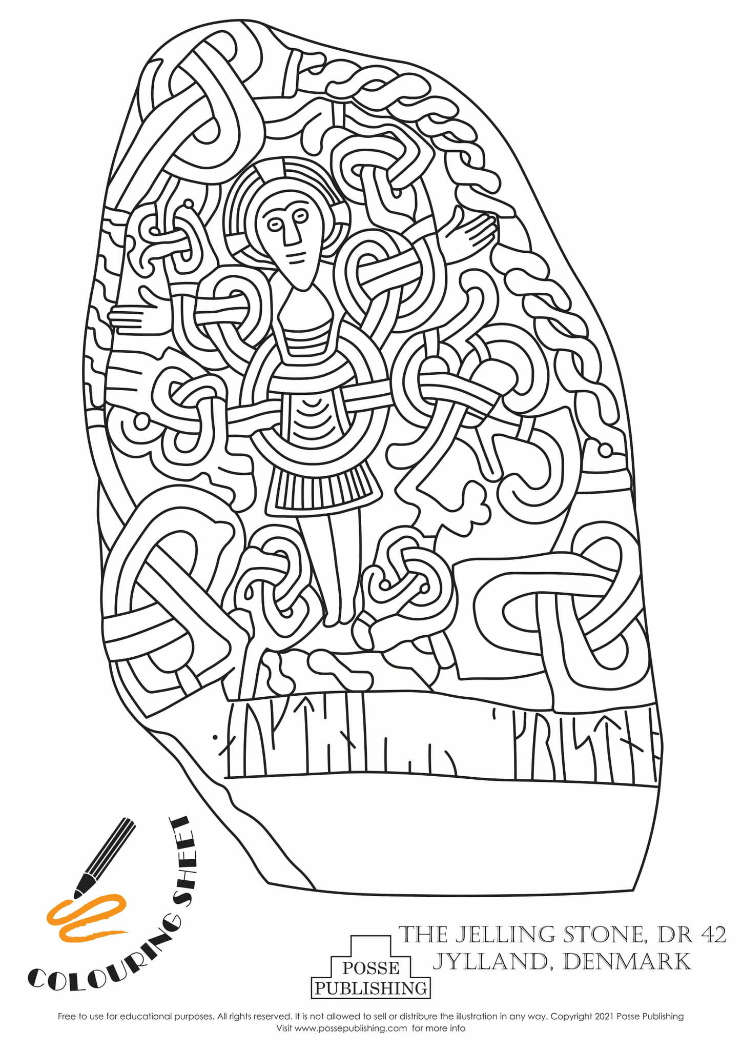 Colouring sheet jellingestenen