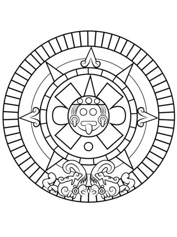 Aztec sun stone coloring page free printable coloring pages