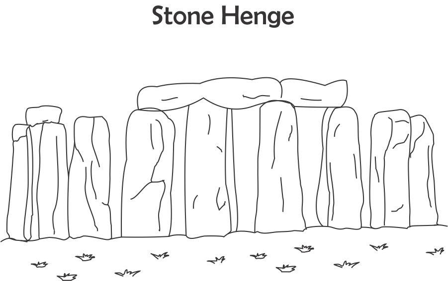 Stone henge coloring page for kids