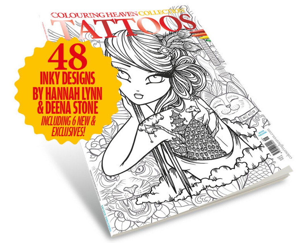 Colouring heaven collection tattoos print magazine tattoo inspired colouring pages hannah lynn deena stone