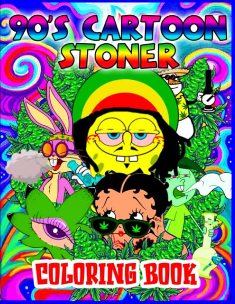 Cartoon stoner coloring book amazing coloring pages for adults fans with high characters s cartoon high coloring book anti