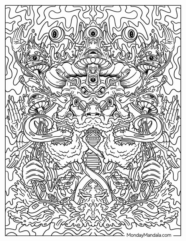 Trippy coloring pages free pdf printables