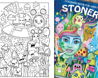 Stoner coloring page colouring page for adults stoner coloring book for adults weed stuff adult coloring book stoner gift marijuana art