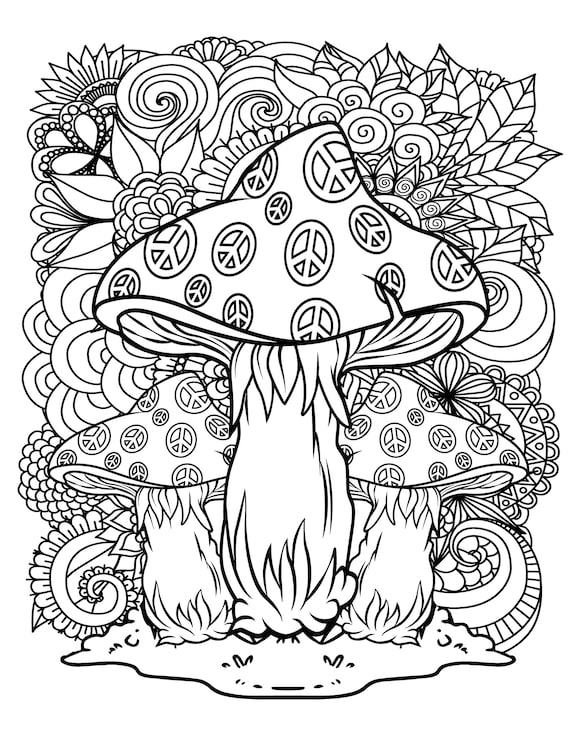 Stoner trippy coloring pages digital download magic mushrooms trippy alien stoner weeds psychedelic printable pdf