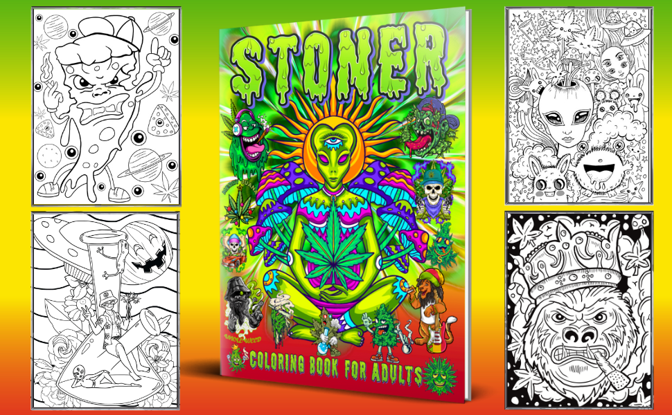 Stoner coloring book psychedelic and weed coloring books for adults relaxation high coloring books for adult anxiety relief trippy coloring pages midnight stoned coloring book for adults