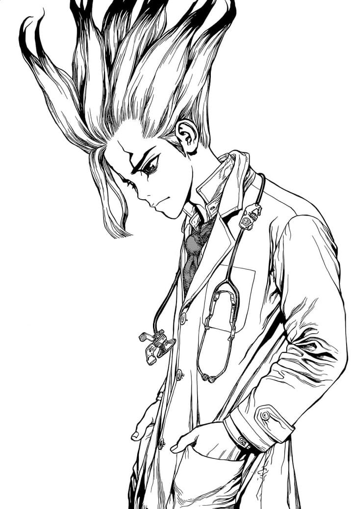 Senku from dr stone coloring page