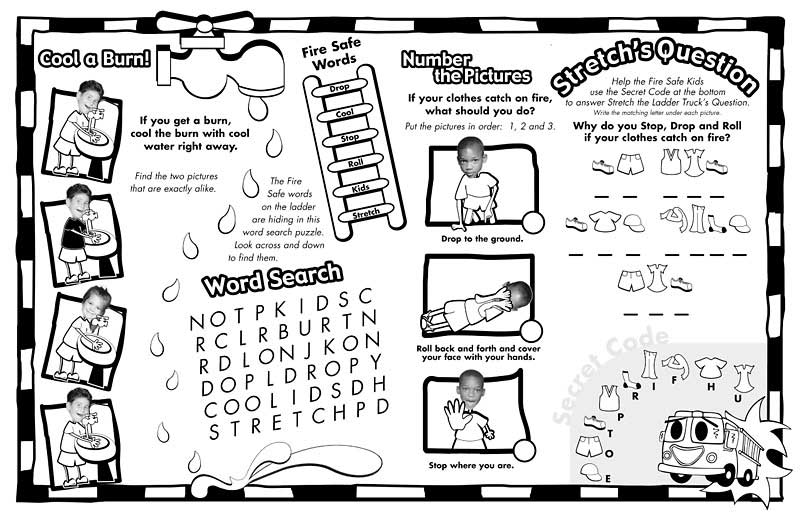 Stretchs stop drop and roll activity sheet fire safety for life