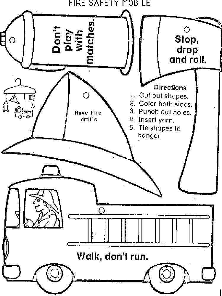 Fire safety coloring pages