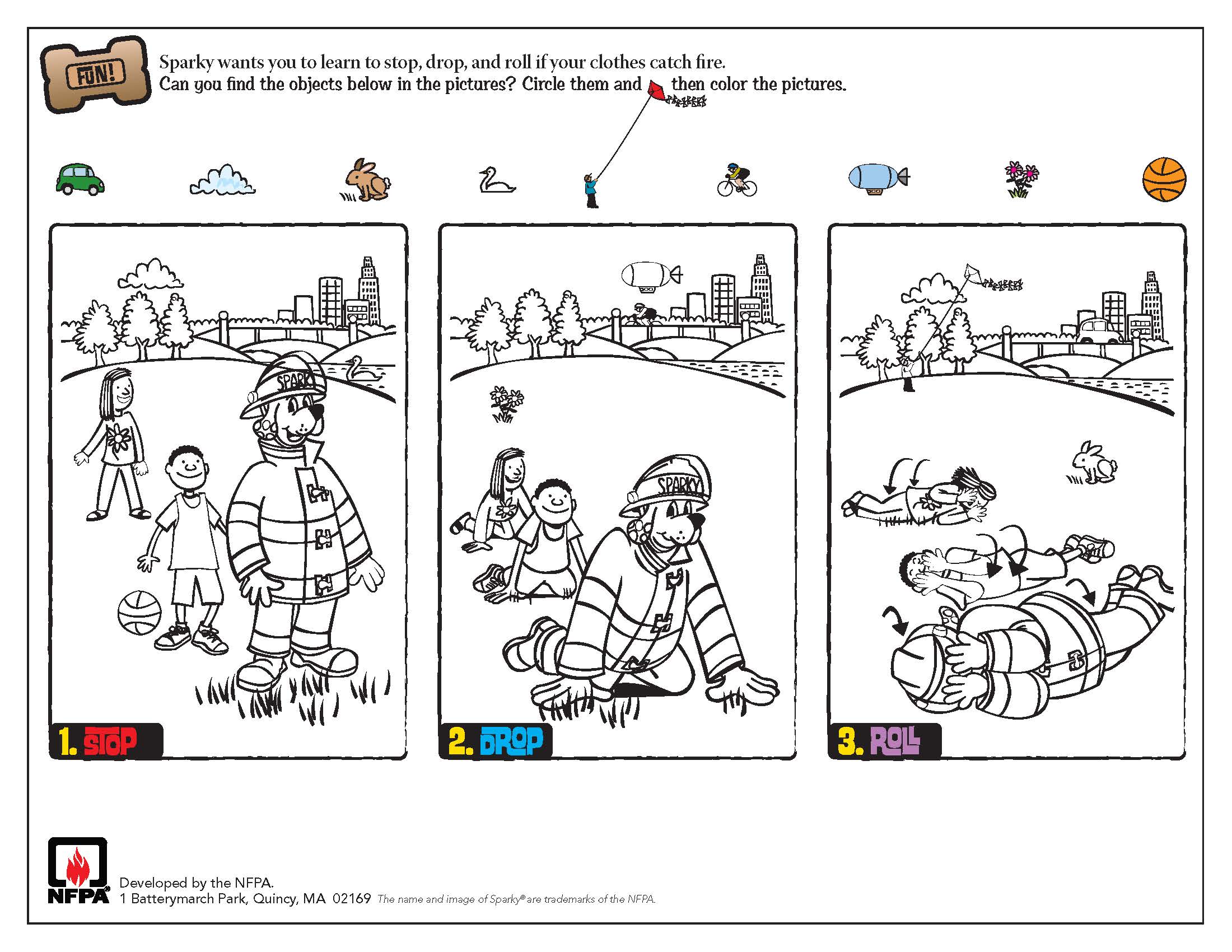 Stop droll and roll coloring sheet san carlos park fire protection and rescue service district