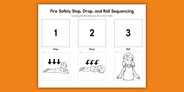 Fire safety stop drop and roll sequence activity