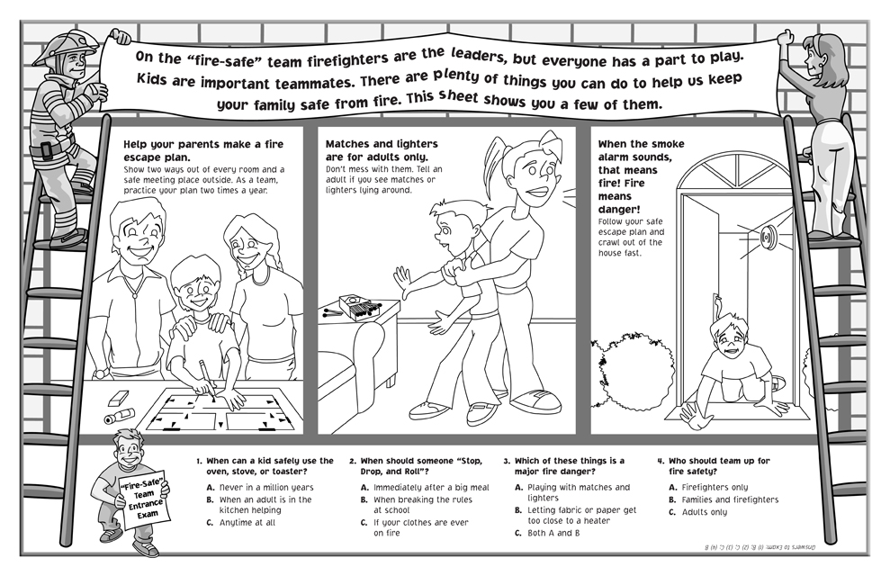 Fire safety activity and coloring sheet fire safety for life