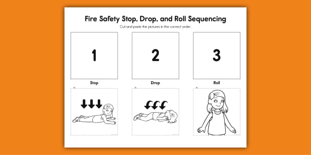 Fire safety stop drop and roll sequence activity