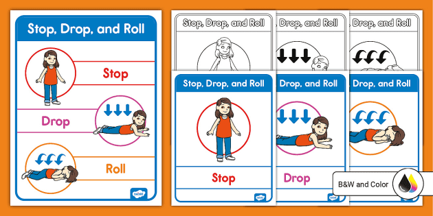 Stop drop and roll posters teacher