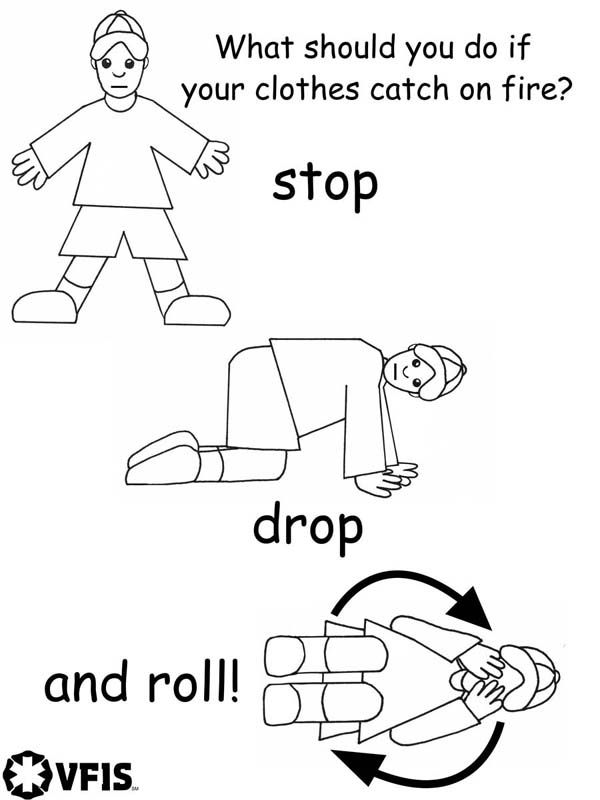 Stop drop and roll coloring pages