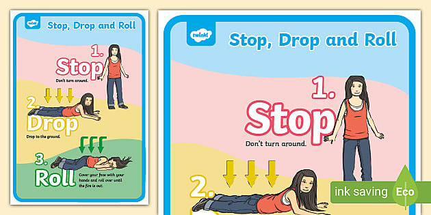 Stop drop and roll poster teacher made