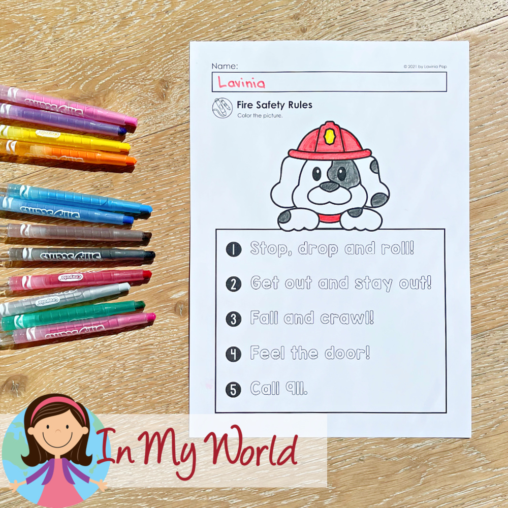 Fire safety firefighter worksheets for kindergarten