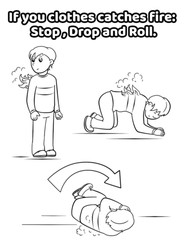 If you clothes catches fire stop drop and roll coloring page free printable coloring pages