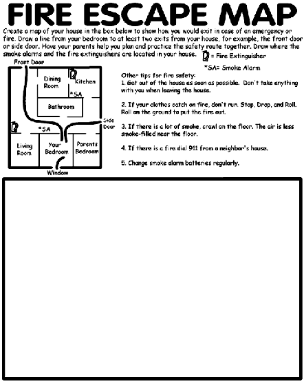 Fire escape map coloring page