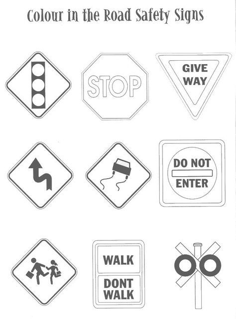 Coloring pages traffic signs kindergarten worksheets traffic signs road safety signs