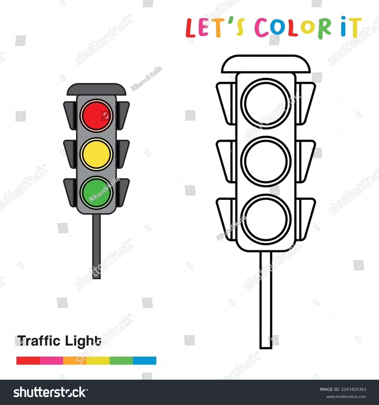 Traffic light coloring page kids guidelines stock vector royalty free