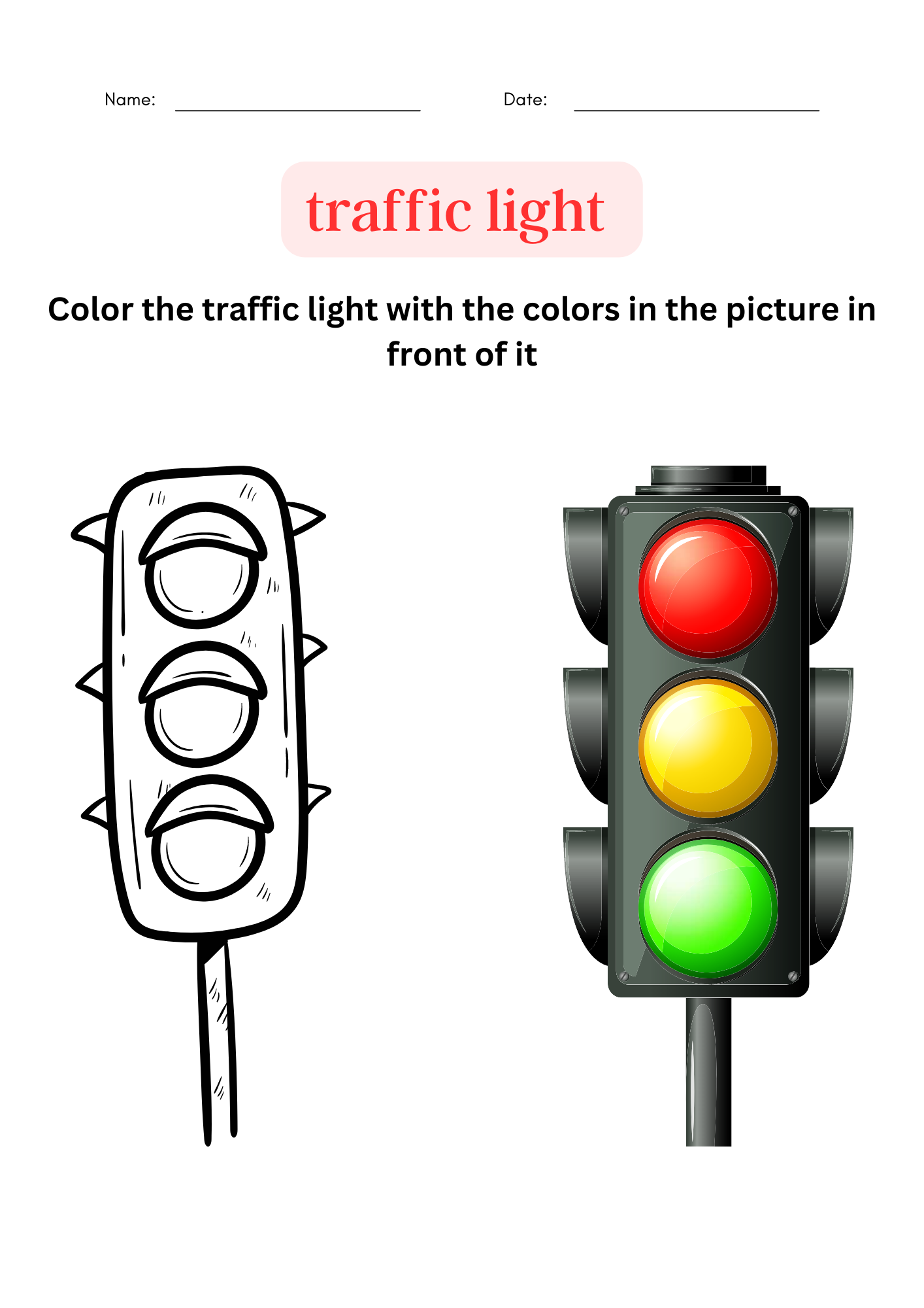 Lesson coloring printable traffic light worksheet for class made by teachers