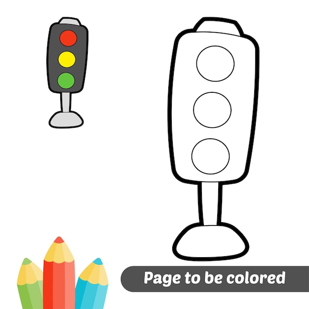 Premium vector coloring book for kids traffic light vector