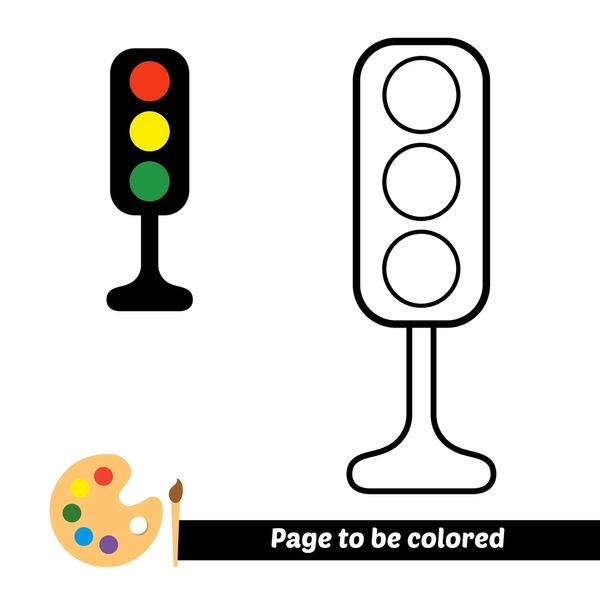 Hundred coloring pages traffic lights royalty