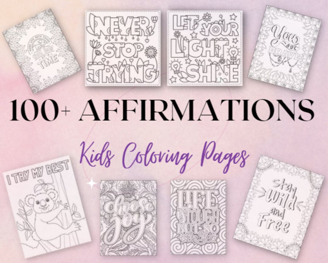 Kids coloring pages affirmations and inspirational note cards toddler busy book childrens coloring instant download