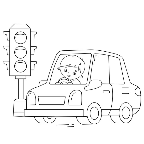 Hundred coloring pages traffic lights royalty