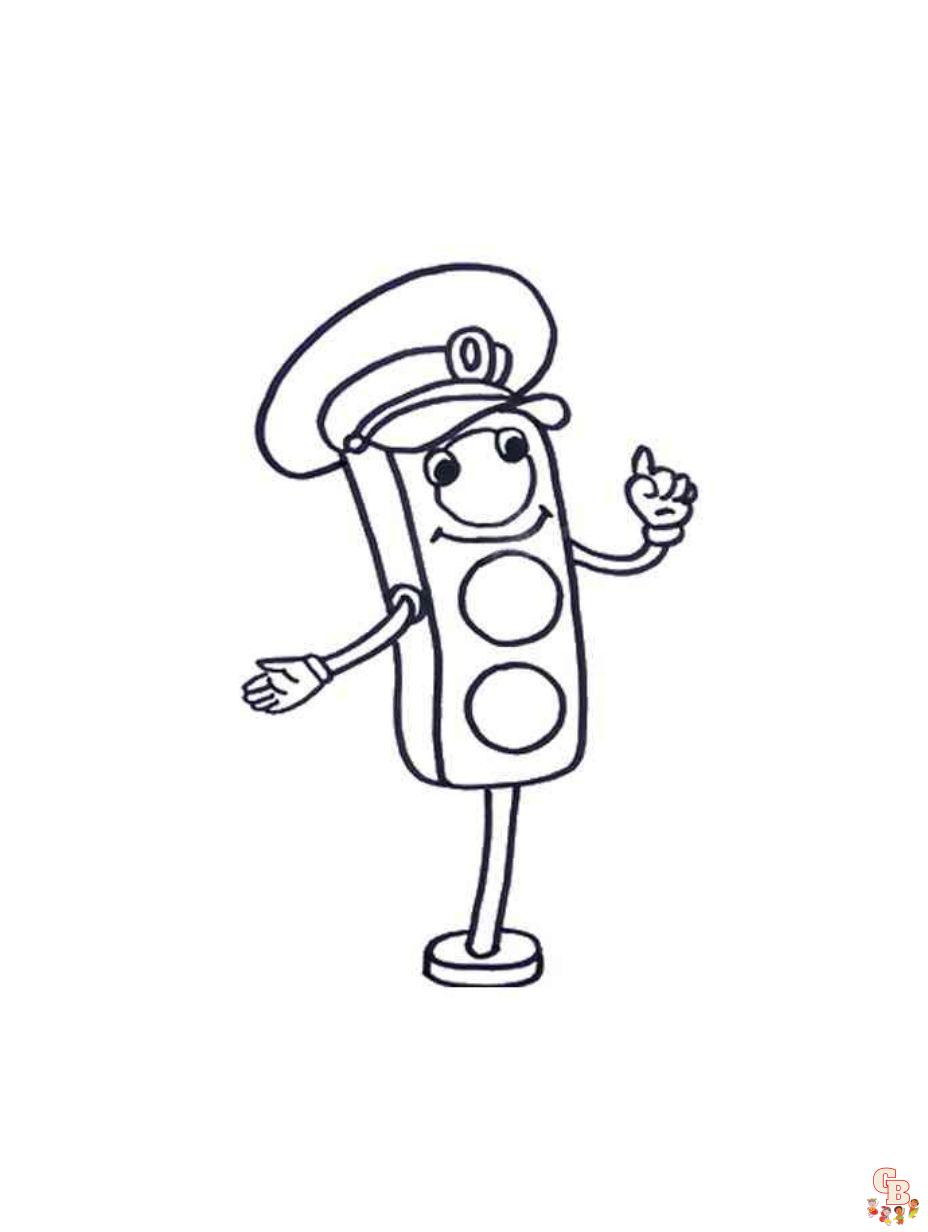 Fun and educational cute traffic light coloring pages for kids