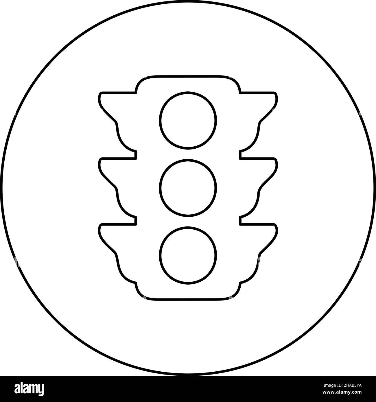 Traffic lights light signal stoplight regulation transport and pedestrian icon in circle round black color vector illustration image outline contour stock vector image art