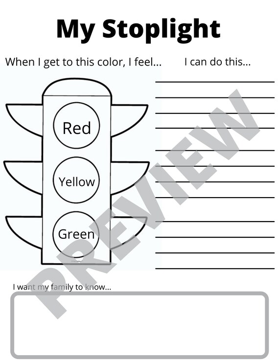 Anger worksheet play therapy stoplight activity download now