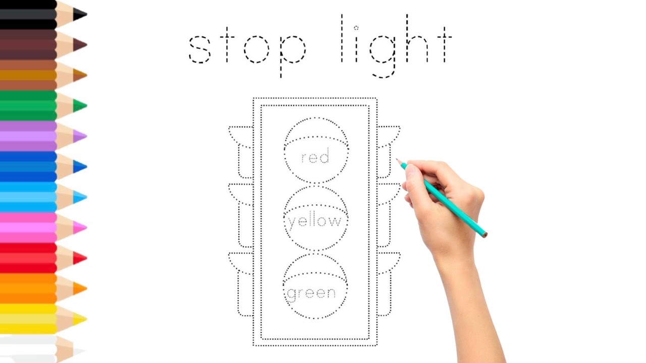 Drawing coloring stop light for kids toddlers how to draw coloring stop light easysiple