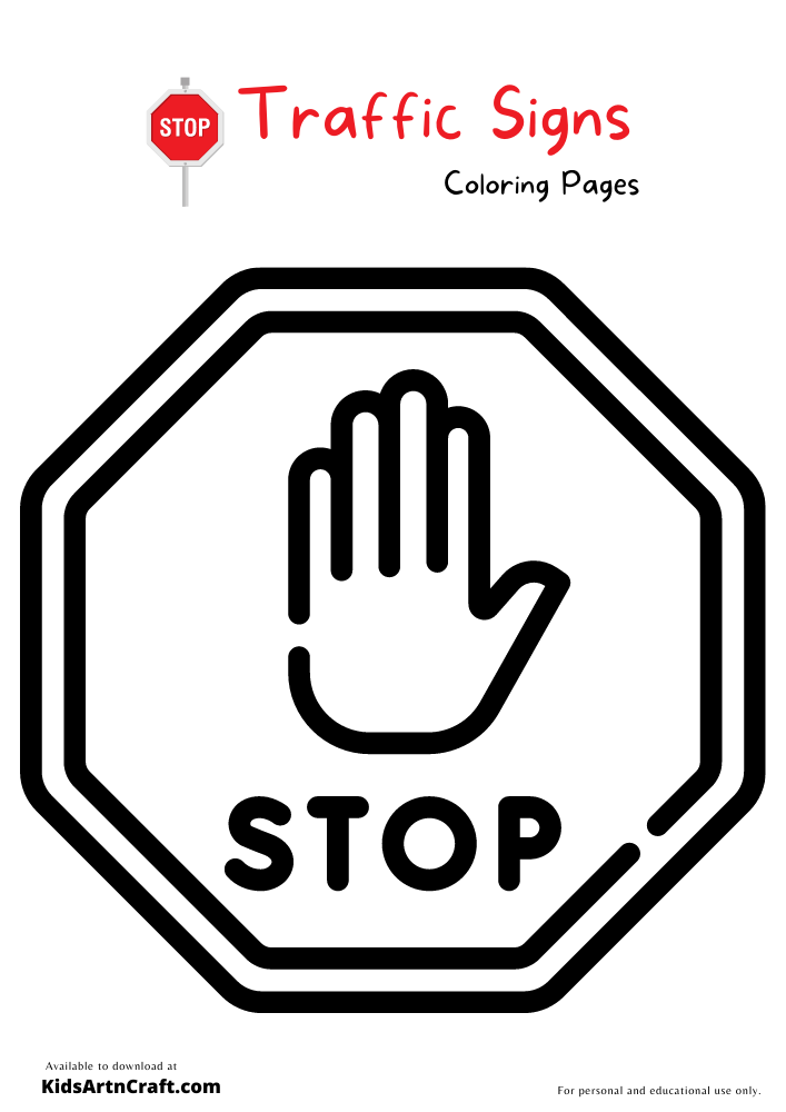 Traffic signs coloring pages for kids â free printables