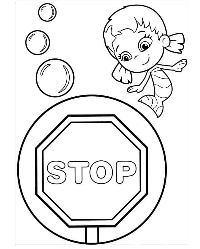 Oona and stop sign coloring page