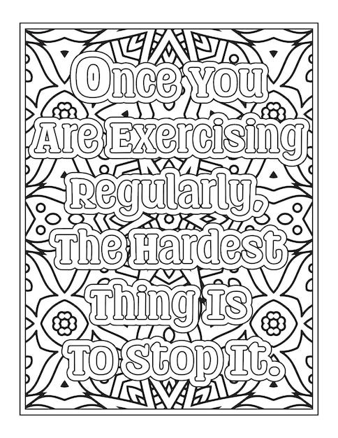 Premium vector gym quotes coloring pages for kdp coloring pages