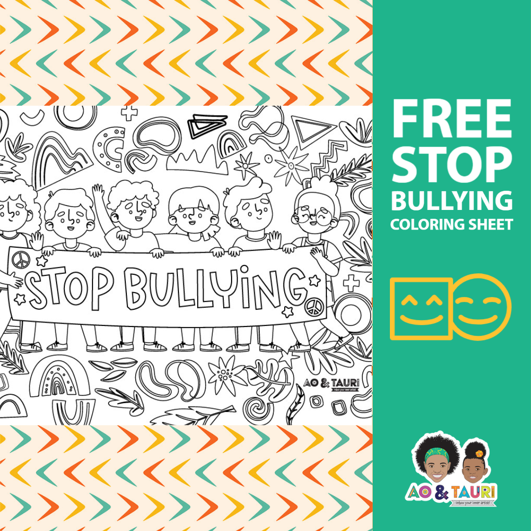 Stop bullying coloring sheet â ao and tauri arts and crafts boxes