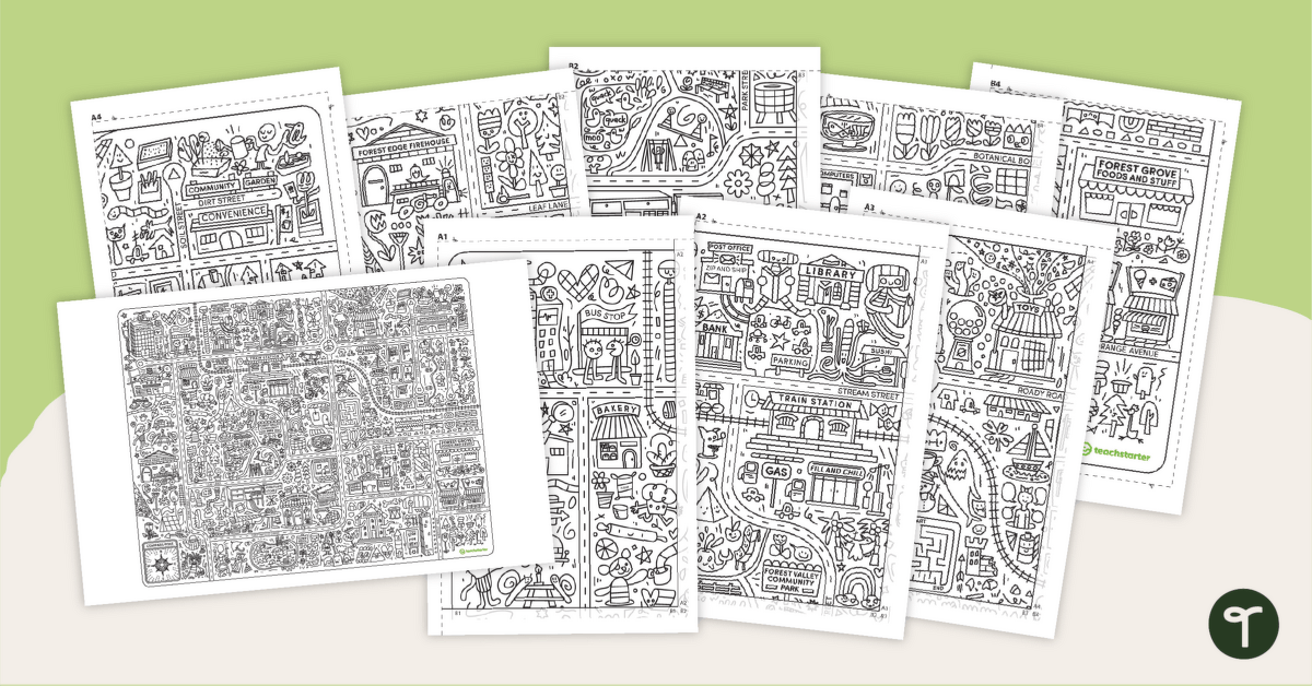 Giant coloring sheet â munity map teach starter