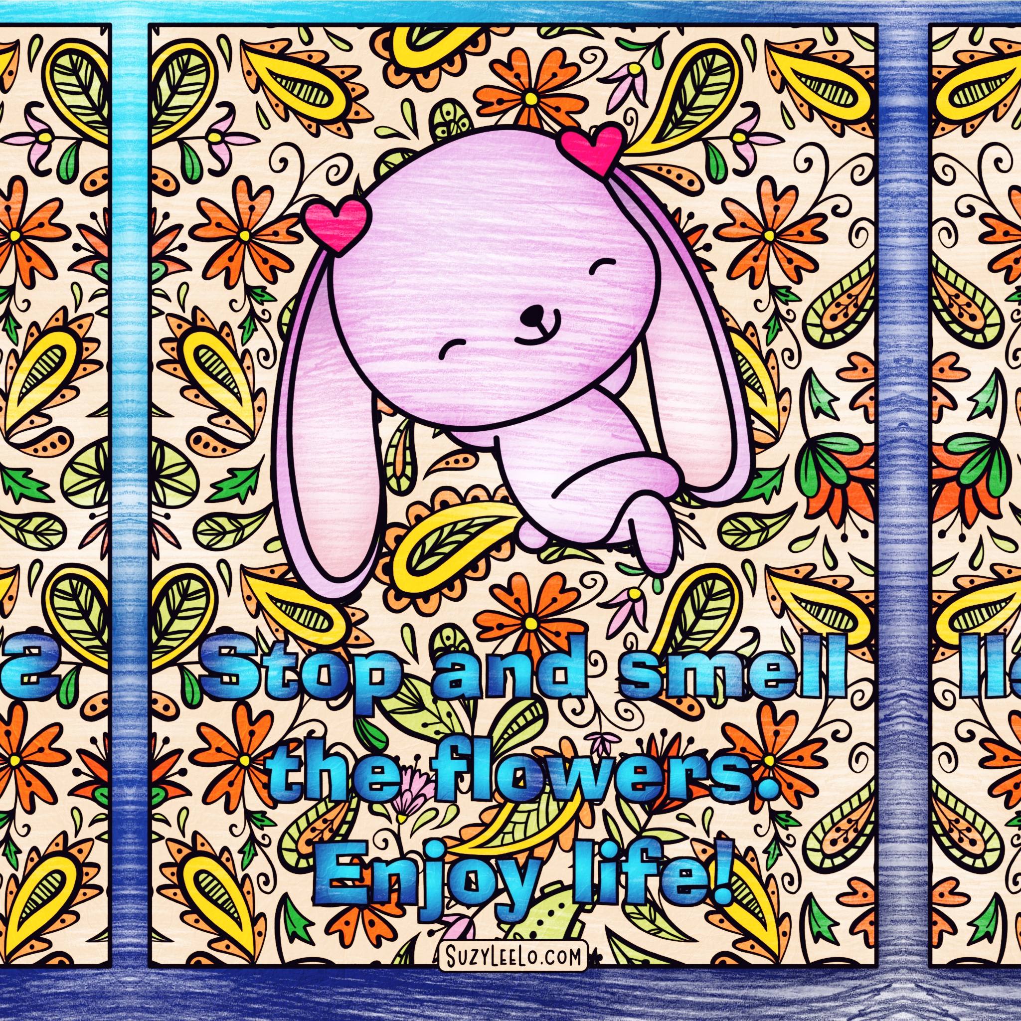 Stop and smell the flowers rabbit coloring page suzy leelo