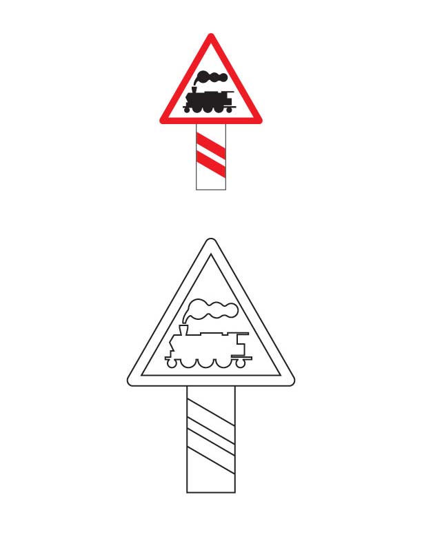 Unguarded railway crossing traffic sign coloring page download free unguarded railway crossing traffic sign coloring page for kids best coloring pages