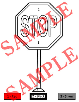 Stop sign paint by numbers activity color by numbers stop safety sign craft