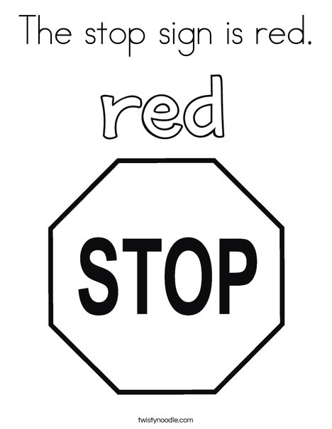 The stop sign is red coloring page