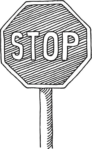 Stop sign drawing stock illustration