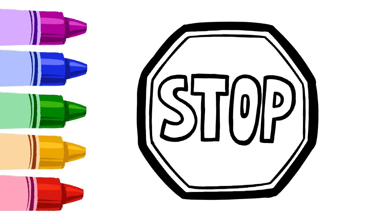 Stop sign easy oil pastel drawing and colouring for kids artkid