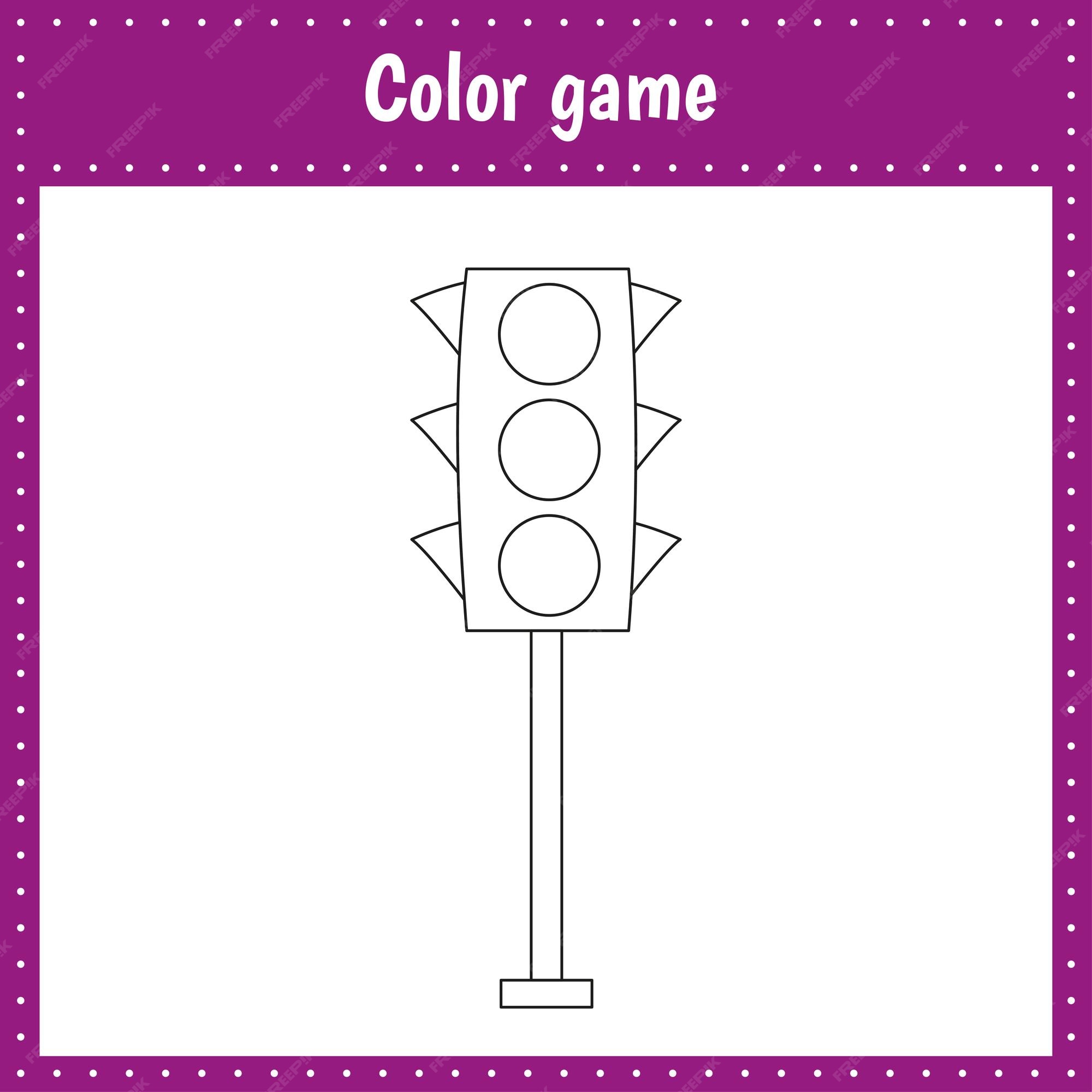 Premium vector coloring page of a traffic light for kids education and activity vector black and white illustration on white background