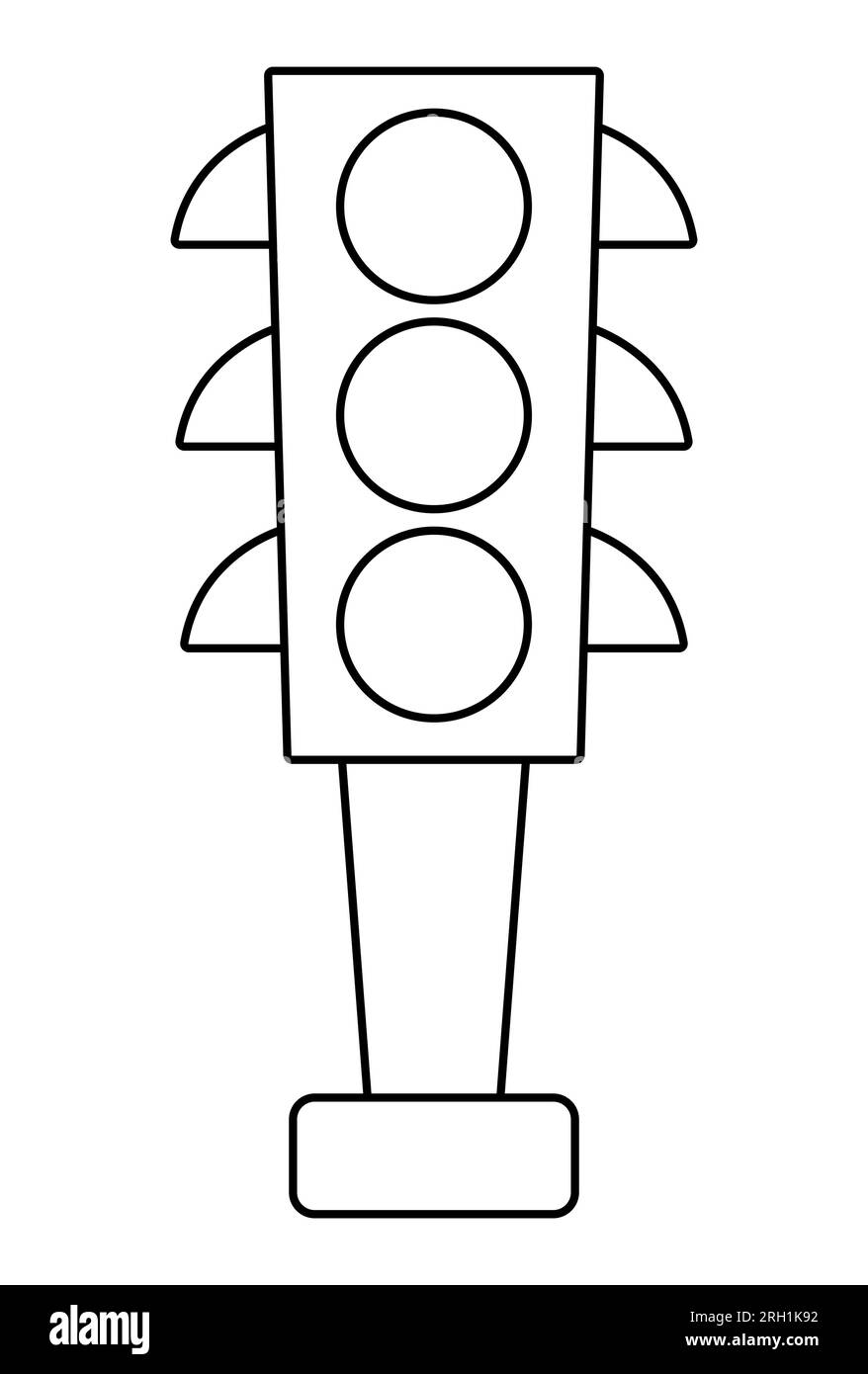 Vector black and white traffic lights icon road street sign line clipart cute highway stop light signal or coloring page isolated on white backgroun stock vector image art