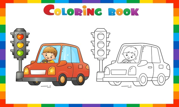 Hundred coloring pages traffic lights royalty