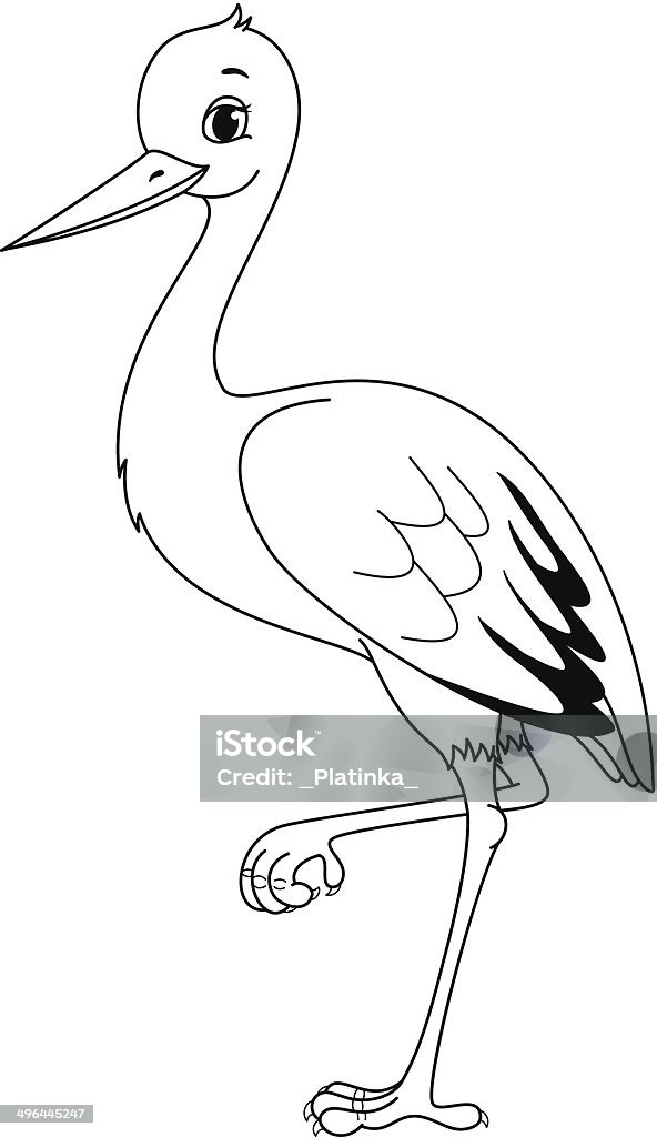 Stork coloring page stock illustration