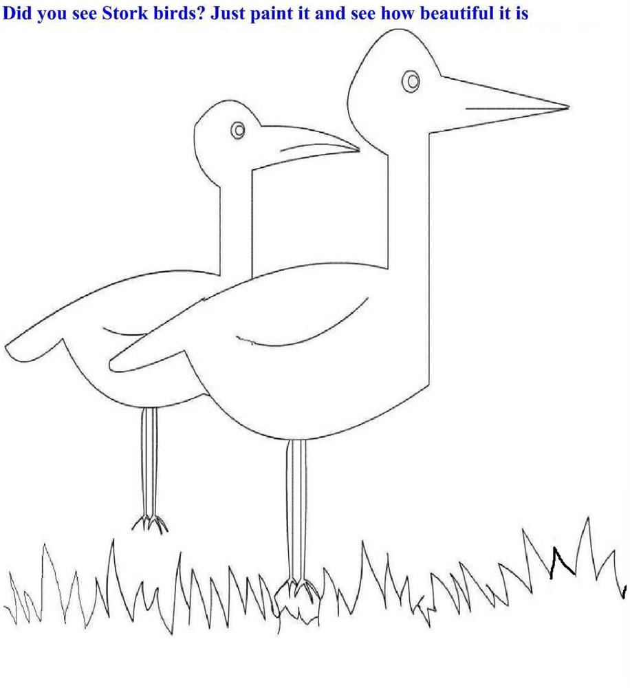 Stork birds coloring page printable for kids