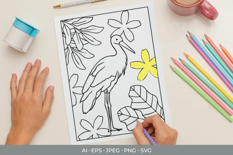 Cute stork coloring page